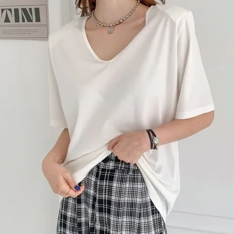 [VY] 여자 빅사이즈 부드러운 소프트핏 어깨패드 티셔츠_16602853_588847