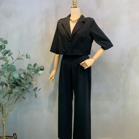 [브리치]  / 르베 크롭 자켓 투핀턱 슬랙스 세트 2color