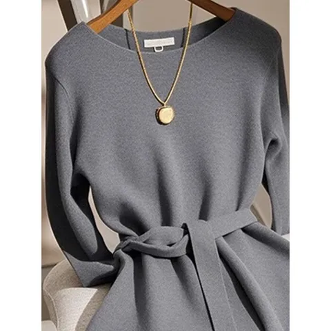 [브리치] 제로투올샵 / 가을 정장 스타일 그레이 니트 원피스  회색