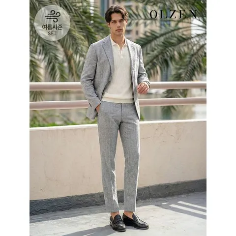 [하프클럽] 라이트그레이 썸머 비즈니스 셋업 수트 (ZOE2KG1312_ZOE2PP1312_LGR)