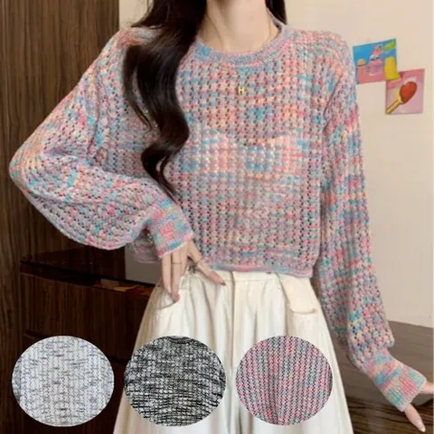 에어리메쉬니트티 그물 시스루 망사 크롭 봄여름가을