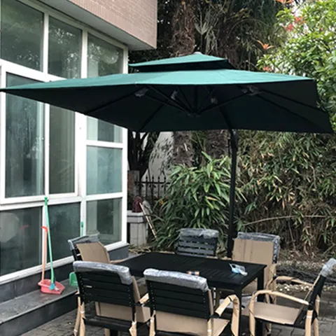 고급형 태양광 각도조절 2.5m 대형 사각파라솔 다크그린