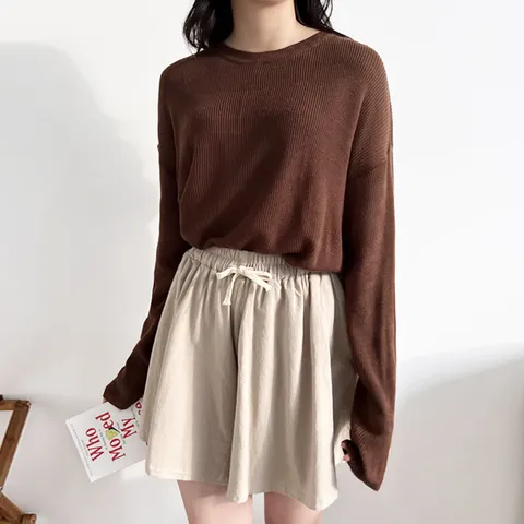 [하프클럽/엘케이트] 여성 니트 LDZ950 라운드넥 린넨 긴팔 티셔츠