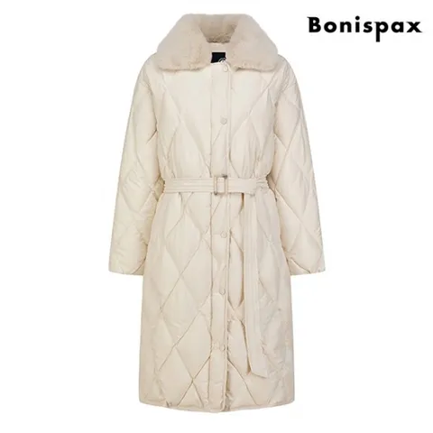 정상가:209,000원 ㅣ 퀼팅 퍼 카라 스트랩 롱 패딩 점퍼 (XN4JJ008L0)