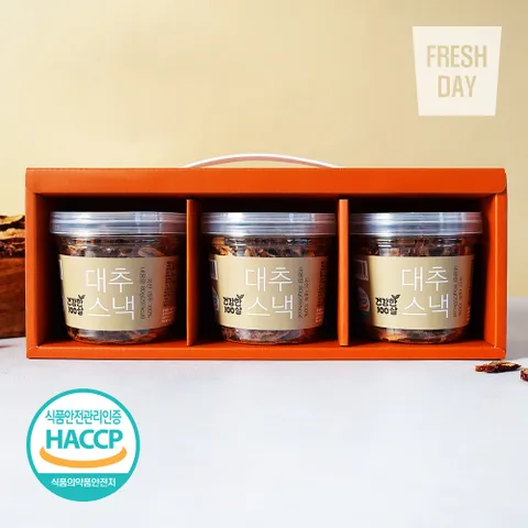 대추가그대로 바삭달콤 과일칩 군위 참맛 대추칩 선물세트 80gx3통