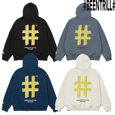 [빈트릴]옐로우 테이핑 해시태그 오버핏 후드티 BA233HM001 463694