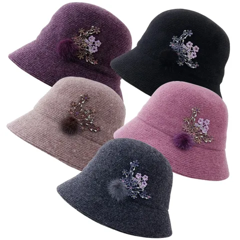 솜방울 니트 울 벙거지 5color 엄마 중년 여성 겨울 방한모자/CL-B95