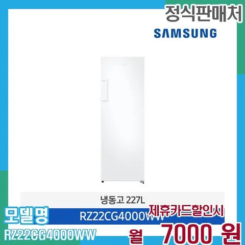 삼성 냉동고 1도어 227L RZ22CG4000WW 60개월 20,000