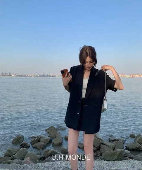 여름 정장반팔자켓 치마바지 투피스 상하의 셋업 투피