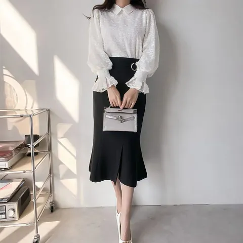 [브리치] 러블리감성 / 봄옷 벌룬 레이스 블라우스 셔츠