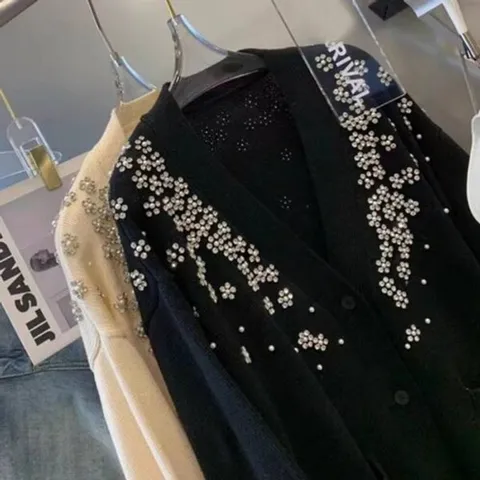 [하프클럽] G126312 도톰 비즈장식 가디건