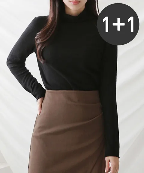 [퀸이즈] [국내생산1+1]88까지 소프트 경량 반폴라 니트티셔츠 2세트