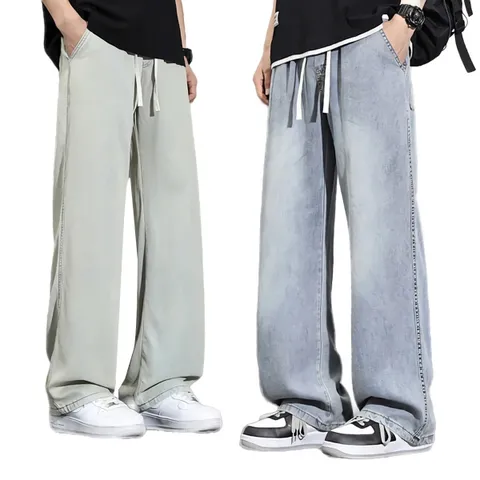 남성 청바지 여름 텐셀 드레이프 빈티지 데님 팬츠