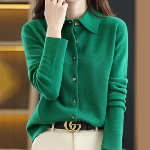 [브리치]  / NK1549 심플 베이직 카라 긴팔 니트 가디건