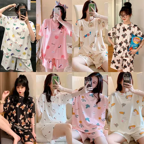 여름 여성 반팔 반바지 잠옷 면 파자마 세트 홈웨어 파자마파티 가족잠옷 캐릭터잠옷