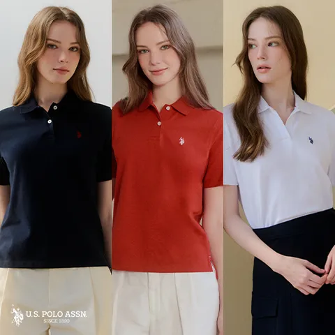 [최신상/2만원인하][U.S POLO ASSN.] 26SS 라이크라® 반팔 카라티 3종 여성