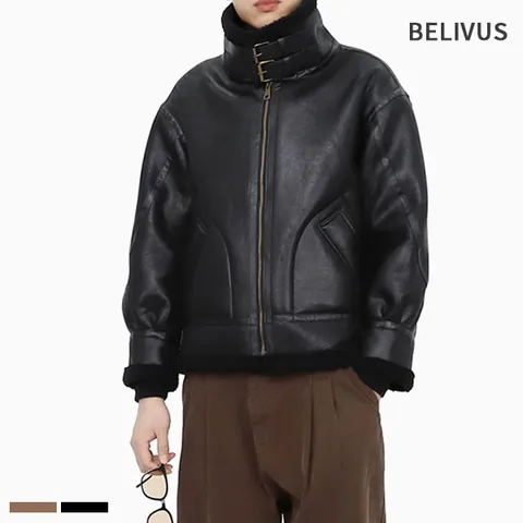 남성 하이넥 퍼 무스탕 자켓 아우터 BMO066