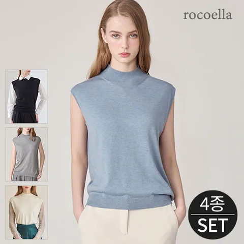 브릴 캐시미어 블렌디드 여성 슬리브리스 니트 4종세트