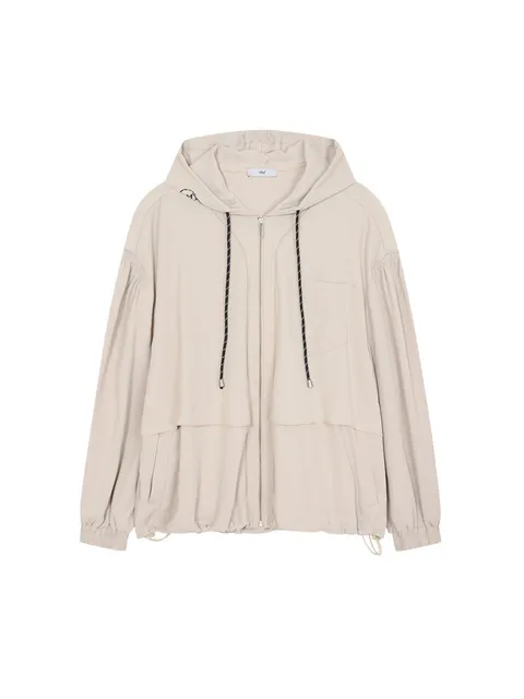 [르샵(LeShop)] 로고 후드 셔링 집업 여름 점퍼 (택가격: 179000원)