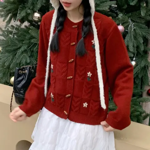 겨울온기 플라워자수 가디건 여성가디건 겨울가디건 여성겨울가디건 플라워자수가디건