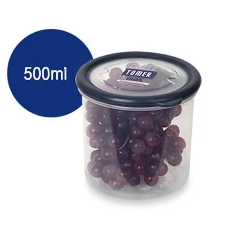 원형 밀폐용기 2호 500ml DY-458 냉장고보관용기 정사각밀폐용기 투명밀폐 냉장고정리용기