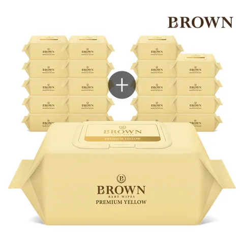 [브라운]프리미엄 옐로우 72매 캡 10+10팩 신생아 아기물티슈