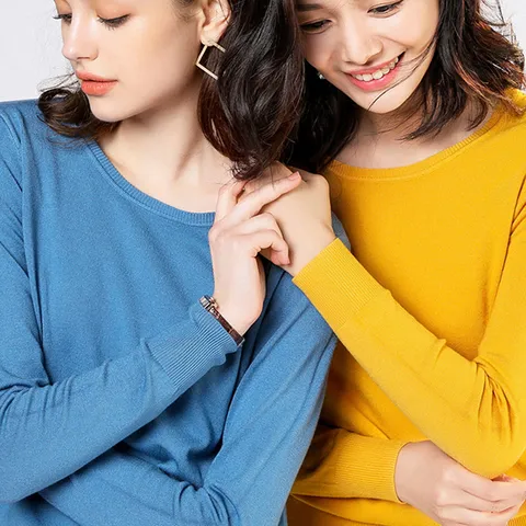 베이직 7컬러 이너 라운드 여성 니트 긴팔티 LK-K001