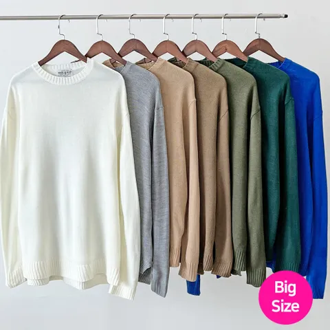 블레오 남자 봄 가을 빅사이즈 라운드 언발 데일리 긴팔 니트