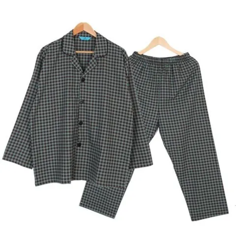 남자 국내산 격자 카라 파자마자 시즌리스 세트 (10989277)