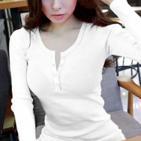 여자 기본  골지 감각적인 무지 솔리드 긴팔 (41085838A)