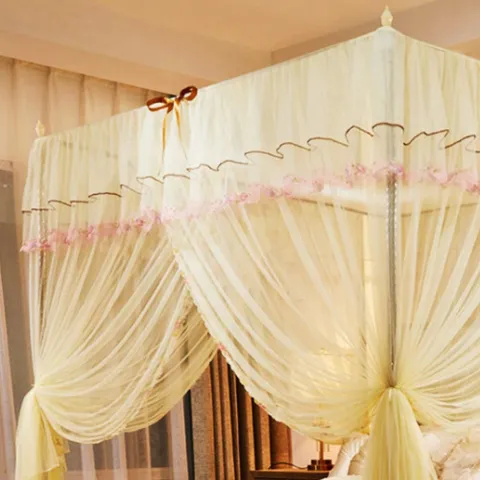 사각 침대 모기장 아기 실내 레이스 방 러블리 메시 프릴 네모