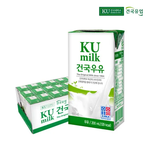 [건국우유] 멸균 우유 200ml x 24팩