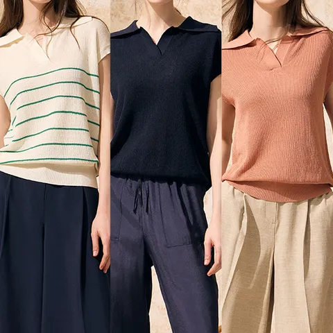 린넨카라민소매니트3종세트