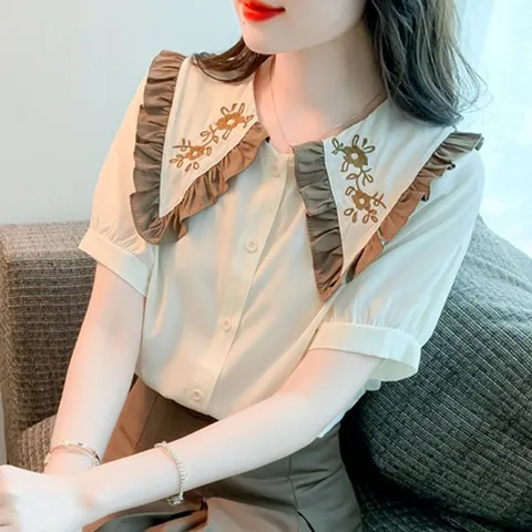 [브리치]  / NB866 러블리 플라워 빅카라 블라우스