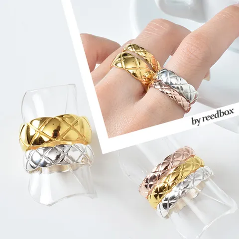 실버925 정품순은 SILVER 18K도금 볼륨 퀼팅 크러쉬 실버반지 3종택1