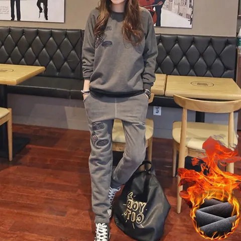 루즈핏 기모 맨투맨 패치 트레이닝복 상하세트 겨울 츄리닝 2컬러