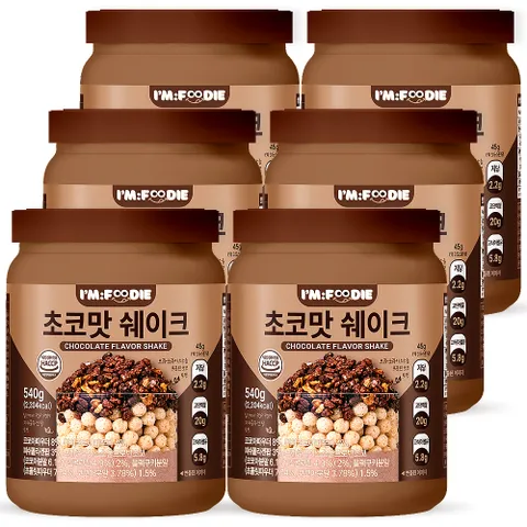 아임푸디 맛있는 초코맛 단백질쉐이크 고단백 저당 프로틴 단백질보충제 6개