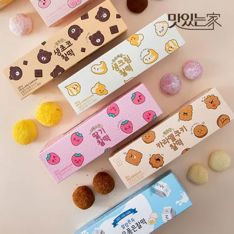 아이스찰떡 초코/딸기/복숭아/생크림/카라멜쿠키 8종 1박스 선택 모찌 찹쌀떡 간식