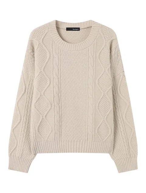 케이블 꽈배기 데일리 긴팔 니트 (XP4KT009L0)