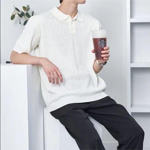 [브리치]  / 바이브 케이블카라 남자 반팔니트   4color