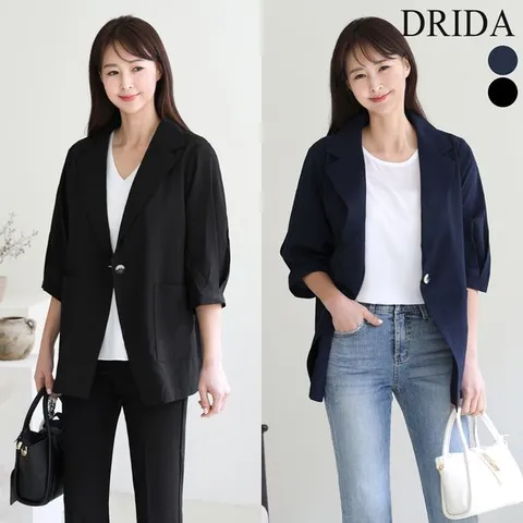 [하프클럽]  여성 봄 여름 7부 린넨 마 빅사이즈 정장 자켓 40-50대 미시 중년여성 엄마옷 하객 상견례