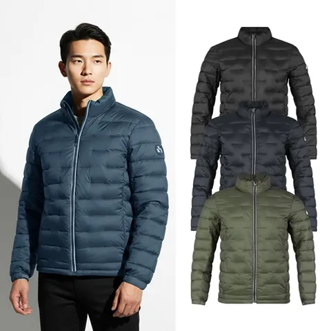 골프 KYJ 남성 야광 반사 지퍼 웰론 경량 패딩 점퍼 GNWMJP82