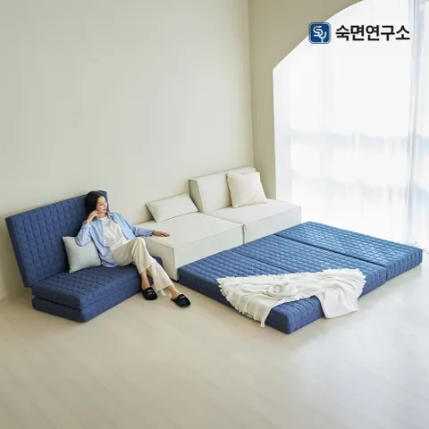 바른잠 3단 접이식 매트리스 원룸 바닥 푹신 탄탄한 수면매트 자취 접는 침대 매트릭스 토퍼  6/10/15cm (MS/SS/Q)