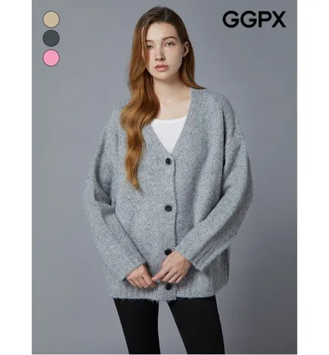 캐시미어 V넥 오버핏 니트 가디건 (GOAKG067F)