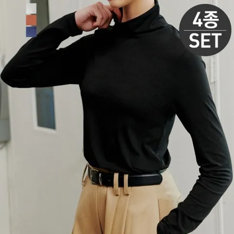 [퀸이즈] [4종세트][88까지]여성 모달 터틀넥 티셔츠 4세트