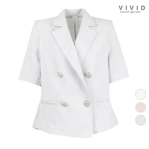 [하프클럽/비비드시크릿가너]VIVID 여성 여름 테일러드 더블단추 숏 자켓