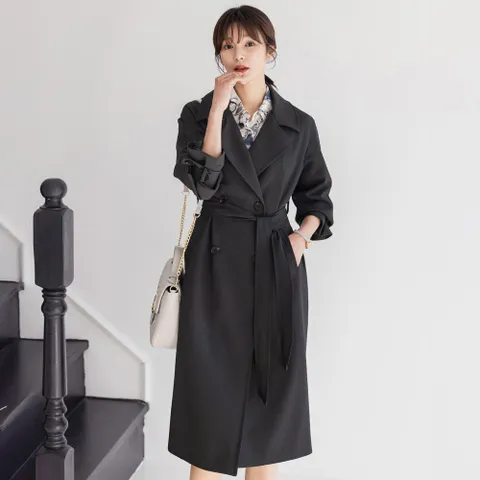 리핏 더블카라 벨트 트렌치코트 봄 가을 아우터 간절기 롱코트 하객룩 오피스룩 데이트 모임 미시