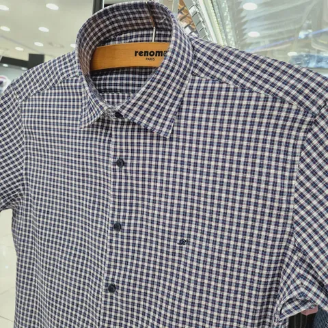 슬림핏 /시원한 지지미 남방/ 스판/체크 서커 여름 반팔 셔츠 ROUSL0981 RD_US