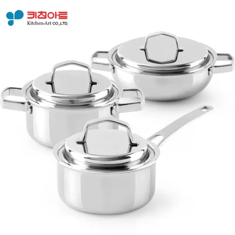 키친아트 통7중 스텐냄비 마스터피스 3종세트 스텐냄비세트 통7중냄비세트