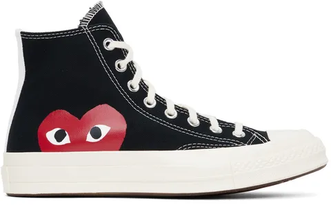 꼼 데 가르송 플레이 남성 플레이 스니커즈 블랙 Converse 척 70 P1K112